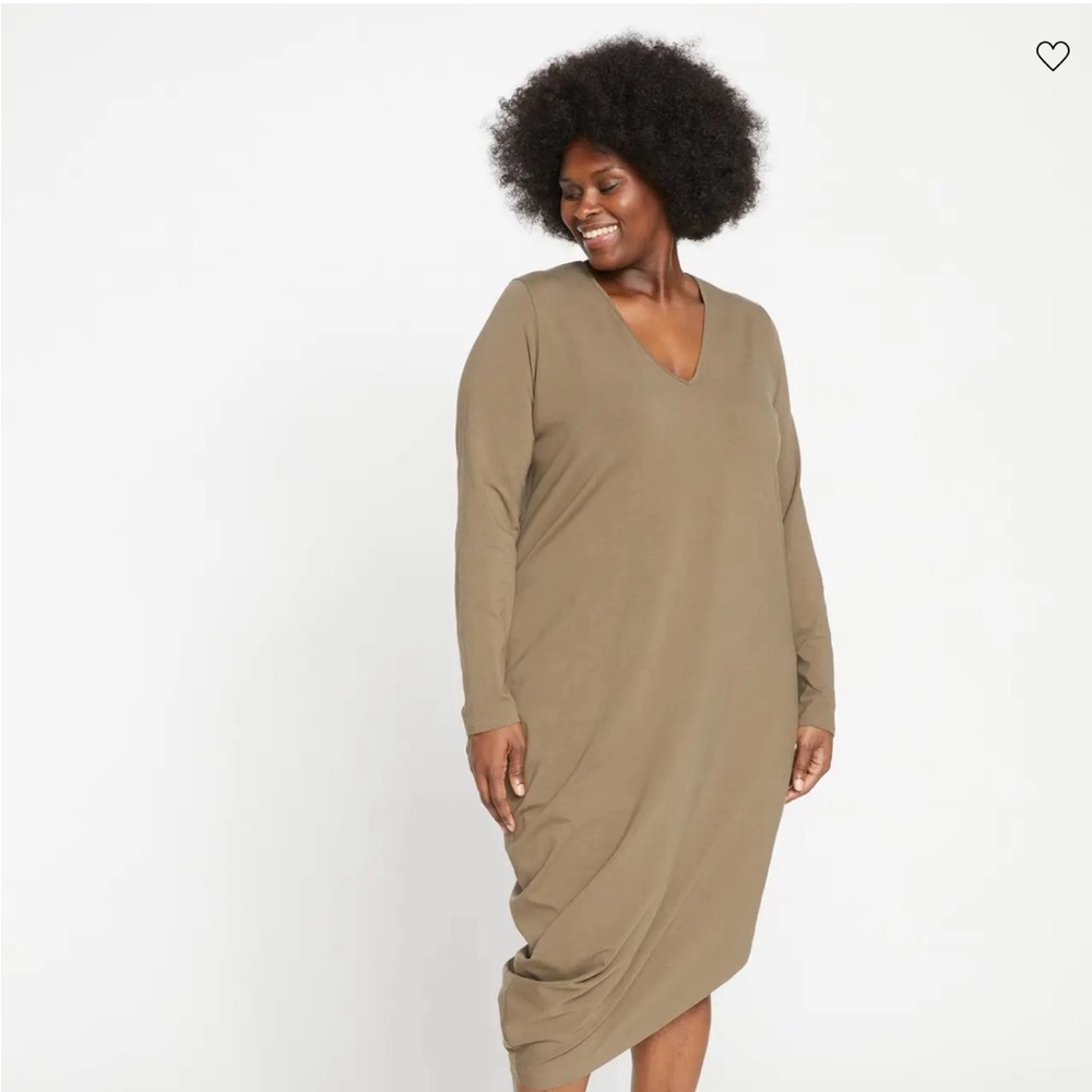 Universal Standard Geneva Dress XS 10-12 Crocodile Long Sleeve V Neck